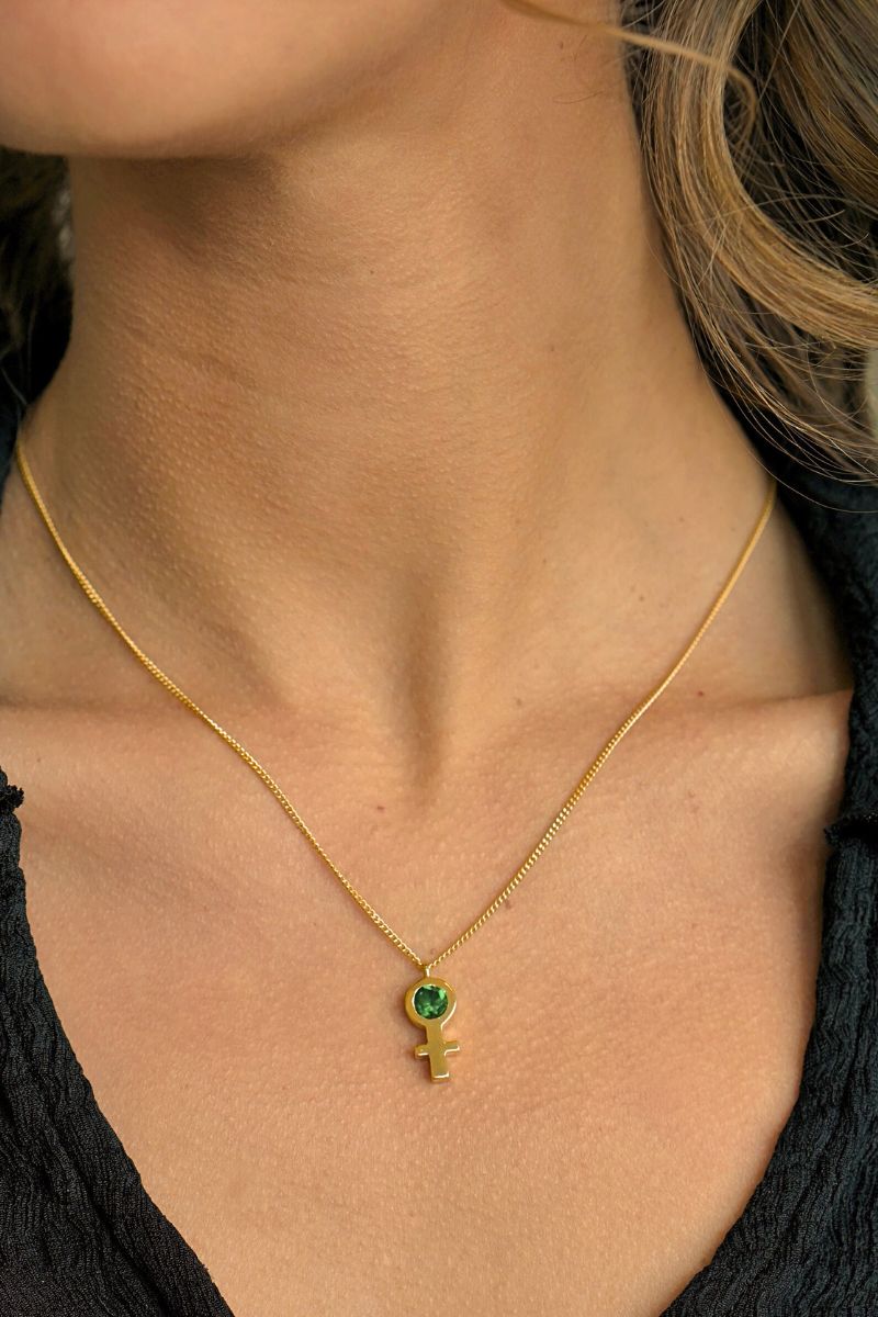 Future Is Female Golden Jade Necklace