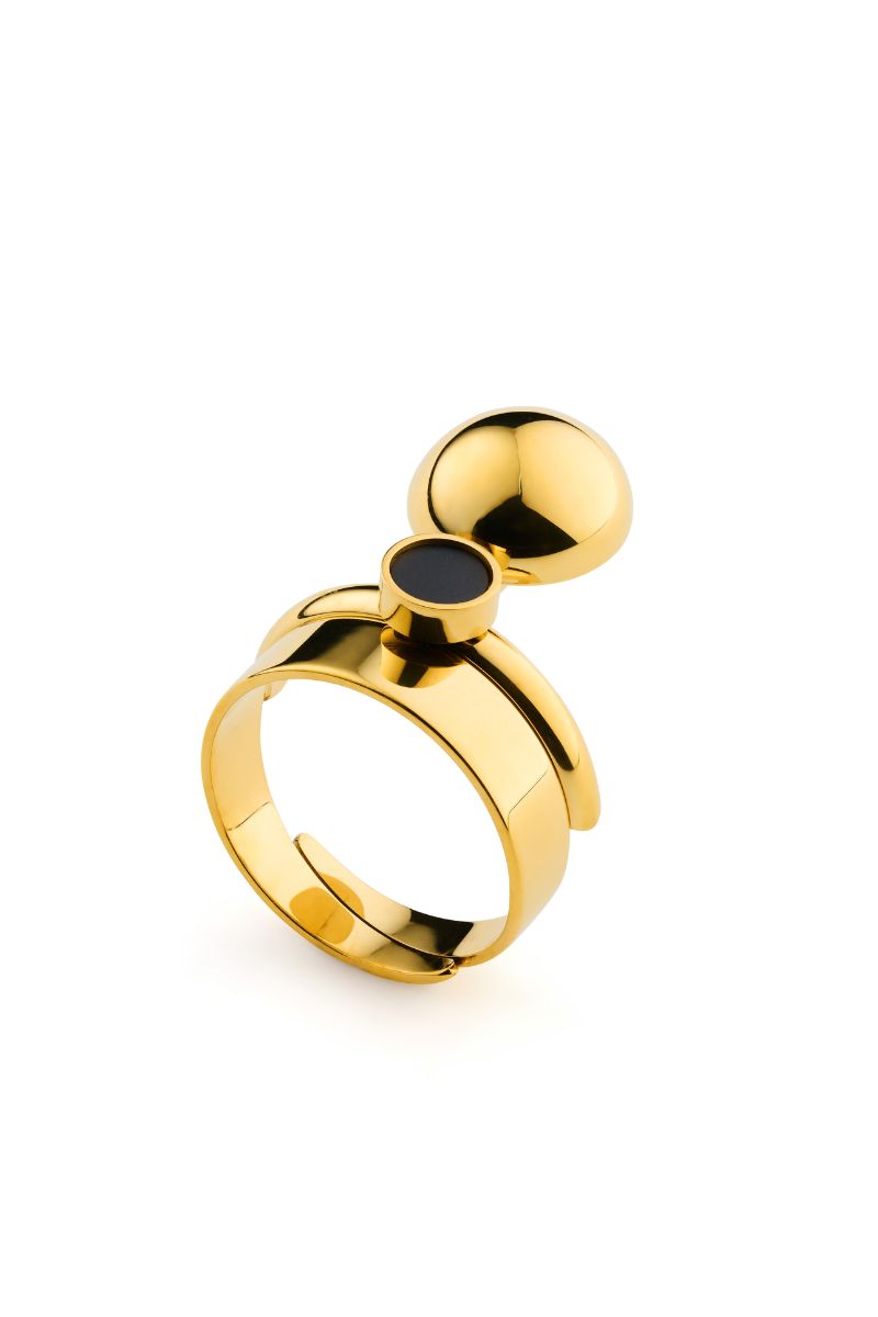 Satellite Golden R2 Ring - Scandinavian Design Jewelry - Sagen Sweden