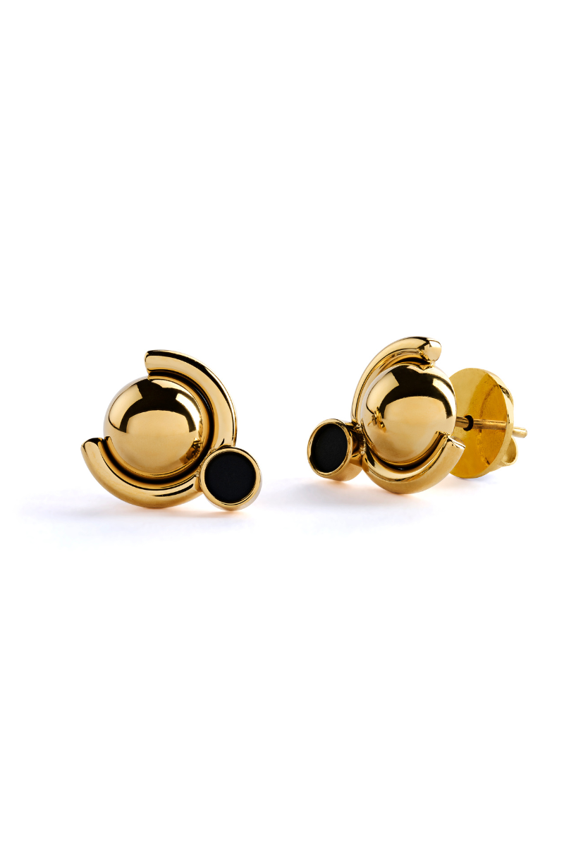 Satellite Earrings E4 Golden Earrings - Scandinavian Design Jewelry - Sagen Sweden