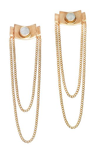 Modernista Zenit Golden Chain Earrings - Scandinavian Design Jewelry - Sagen Sweden