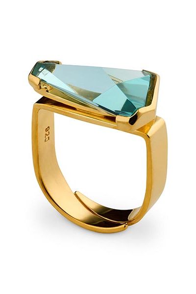 Prisma Aqua Golden Gala Ring - Scandinavian Design Jewelry - Sagen Sweden