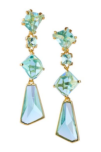 Prisma Aqua Golden Gala Earrings - Scandinavian Design Jewelry - Sagen Sweden
