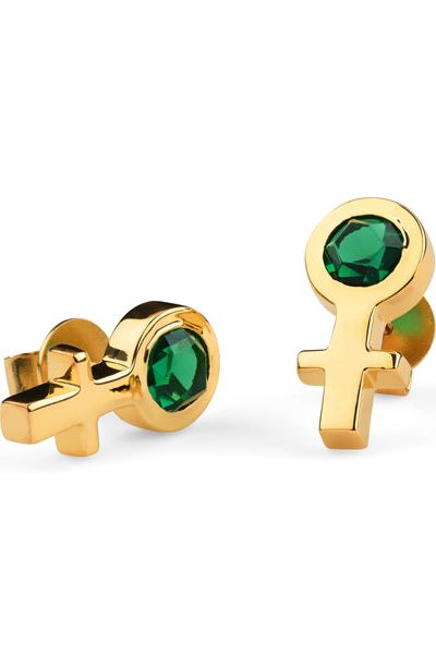 Future Is Female Golden Jade Earrings - Scandinavian Design Jewelry - Sagen Sweden