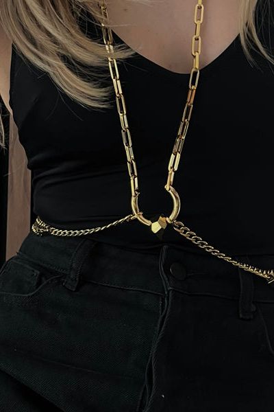 Juno Golden Body Chain - Bär som kroppssmycke eller halsband