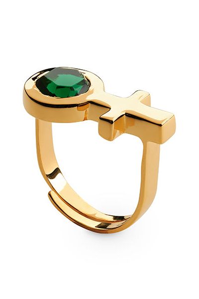 Future Is Female Golden Jade Ring