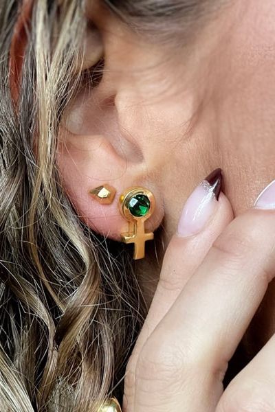 Future Is Female Golden Jade Earrings